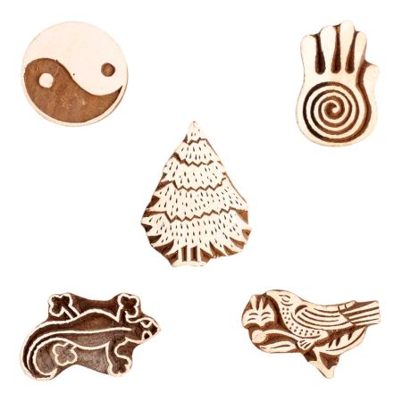 Set of 5 Piece New Mix Wooden Printing Block